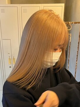 エンター 天神店(ENTER) ハイトーンカラー/ブロンドベージュ/切りっぱなし/ENTER 天神店