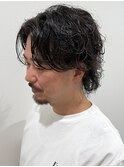 メンズ波巻ウルフパーマサーフカールスパイラルパーマ刈り上げ