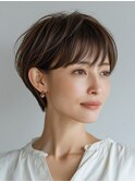 顔周りの軽さで印象が変わる、大人のベリーショート