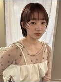 ピンクベージュ Wカラー ボブスタイル