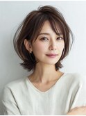 白髪ぼかし脱白髪染め似合わせショートボブ40代50代60代