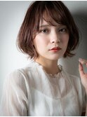 斜めバングイヤリングカラーくびれボブウルフx志木20代30代40代
