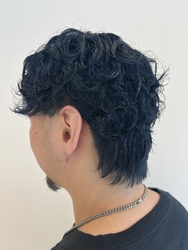 モア 岡崎(more) stylist大山 ネイビーブルー ブリーチなしWカラー