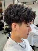 波巻きパーマメンズパーマメンズヘアツーブロックツイストパーマ