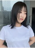 ボブ 顔周りレイヤー シースルーバング アッシュ【天神大名】