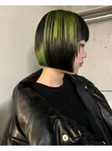 ミニボブ/デザインカラー/ブロックカラー /グリーンカラー