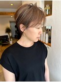 大人可愛い20代30代40代前下がりショートボブ丸みショート◎