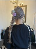 浴衣　編みおろしヘアアレンジ