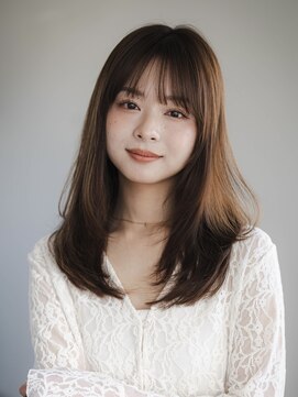 小顔/オリーブグレー/ココアベージュ/黒髪/レイヤー