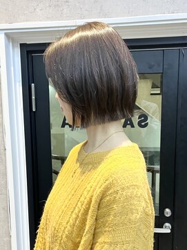 サクラ オモテサンドウ(SAKURA) 切りっぱなしボブ◎外ハネボブ☆前髪なし/髪質改善/ショート