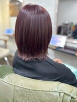 リコ 池袋東口店(Liko)&nbsp;カシスレッド 外ハネボブ 髪質改善 艶髪 切りっぱなしボブ 20代