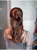 【ハーフアップ】結婚式銀座お団子カチモリタイトヘアセット