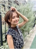 【重山】暗髪ロブヘアエギョモリシースルーバングショートボブ
