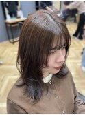 【ミディアムレイヤー×ブラウン】似合わせカット/鎌取/林愛華