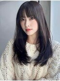 フェミニンロング/似合わせカット/メルティカラー/ぱっつん前髪