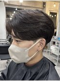 天神大名ニュアンスパーマメンズカットセンターパート30代