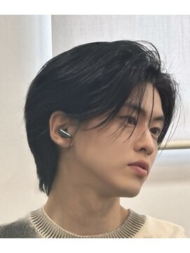 バース 河原町店(BIRTH) 韓国へアカルマパーマワックスなしセンターパート黒髪ウルフ