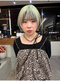 ミルクティーブロンド/ダークブルー/デジタルパーマ/横浜