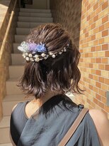 ネオリーブ チロル 横浜西口店(Neolive CiroL.)&nbsp;ボブアレンジ ハーフアップ 結婚式ヘア