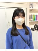 韓国ワンカールミディアムヘア暗髪カラー髪質改善トリートメント