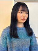 透明感　ブルージュカラー　ストレート　艶感　顔周りカット