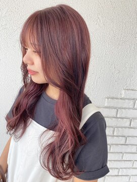 ベル バイ マグ 諏訪店(belle by Mag) 20代30代ダブルカラーシアーピンクミディアムウルフ外ハネ