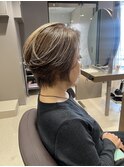 【大人ショート丸み】脱白髪染めミルクティー