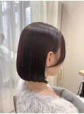 内巻きボブ×ピンクブラウン