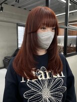 ニコ トウキョウ 渋谷(nico TOKYO)&nbsp;ダブルカラーチェリーレッドピンクブラウン韓国レイヤーロング