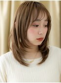 美髪シャンパンベージュバタフライレイヤーカットX大宮30代40代