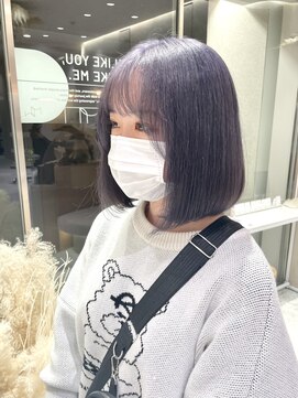 マイル 渋谷(mile) パープルカラー×ボブ