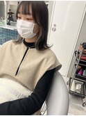 ダークアッシュ/ミディアムレイヤーカット［髪質改善/縮毛矯正］