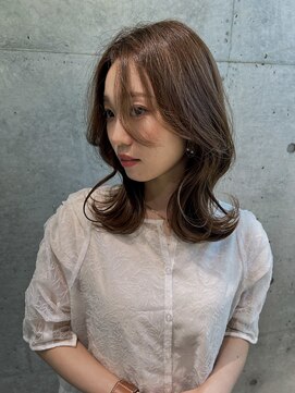 ロンドメリア 天神大名店(Lond Melia) ★くびレイヤーエモージュインナーグレージュ前髪ピンクベージュ