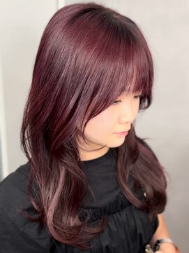 ジエクト カナウ(The Ect canow) レイヤーカットワインレッド網紅ヘアチェリーレッド中韓スタイル