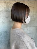 ボブ　ミルクティーベージュ　艶髪　髪質改善カラー　ショート