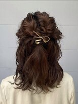 お洒落　ポコポコハーフアップアレンジ　ミディアム　結婚式