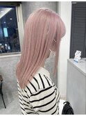 ハイトーンカラーミルクティーピンクベージュレイヤーカット韓国
