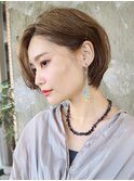 長めひし形ショートボブ／ショートパーマ／30代40代50代