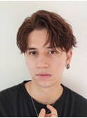 ツイストスパイラルパーマメンズマッシュツーブロックコンマヘア