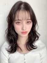 無造作パーマ大人ミディアムアッシュブラウン透明感20代30代40代