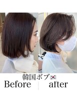 アフロートリノ(AFLOAT Leino)&nbsp;【修】20代30代40代◎透明感カラー×韓国切りぱなしボブ