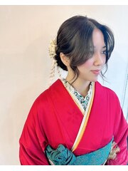 成人式 卒業式 振袖 袴 ヘアセット/編み込みシニヨン/津田沼