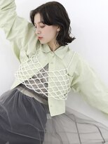 テトテ 門戸厄神店(tetote)&nbsp;前髪パーマ/アッシュブラック/くびれセミディ