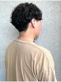 ナチュラルパーマ　ツーブロックマッシュ　簡単スタイリング