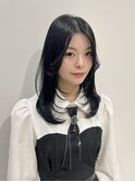 顔まわりレイヤー×ブルーブラック