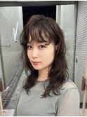 20代30代40代パーマミディアムロングレイヤーカットブリーチなし