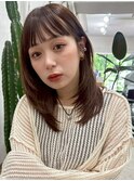 小顔レイヤーカットオン眉ワイドバングさやべびマロンベージュ3