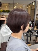 30代40代絶壁解消ひし形小顔丸みショート　ひし形ボブピンク