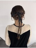 お呼ばれヘアー　ヘアセット　ヘアアレンジ　二次会