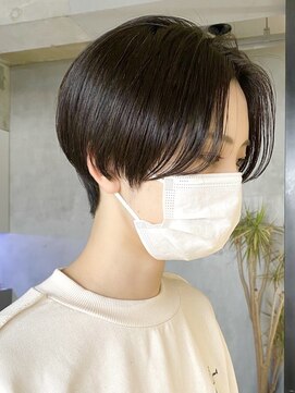 エリマ 横浜西口(elima) 横浜西口白髪染めハンサムショートウルフベージュアッシュグレー